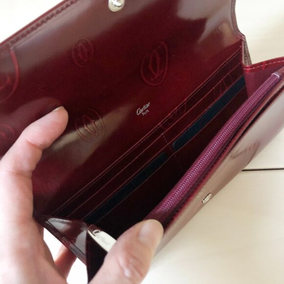 Cartier Dark Red Patent Leather Happy Birthday Continental Wallet - Picture 4 of 7